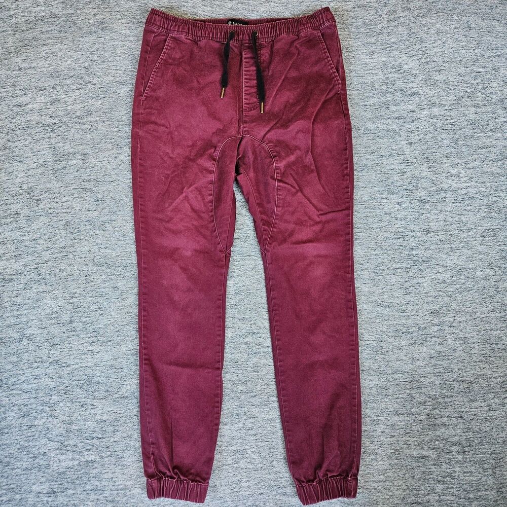 ZANEROBE SURESHOT MEN'S JOGGERS BURGUNDY RED SIZE 34 PANTS DRAWSTRINGS STRETCH